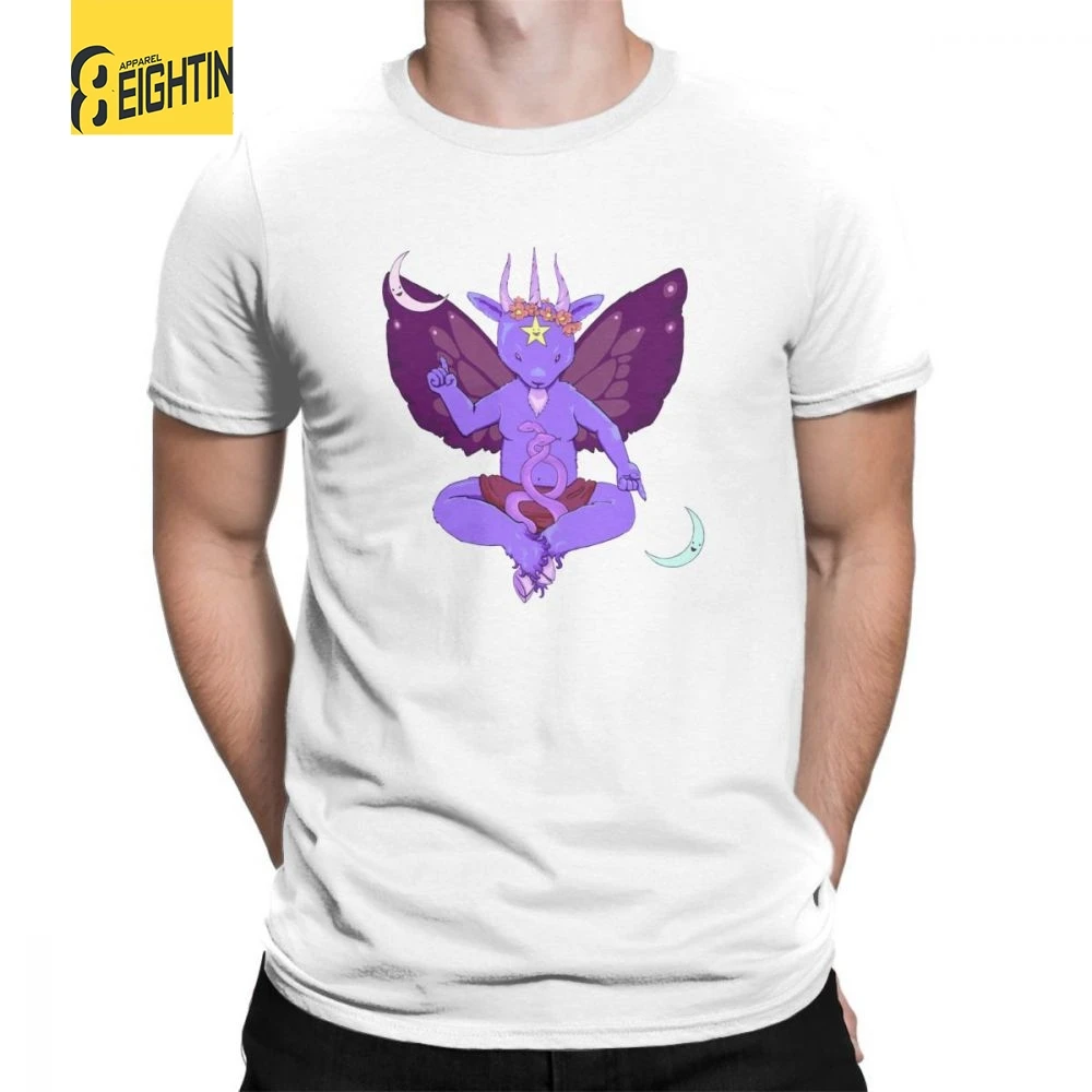 My Little Baphomet футболки короткий рукав чистый хлопок для мужчин футболка печать футболки круглый вырез большой размер мультфильм уникальный - Цвет: Белый