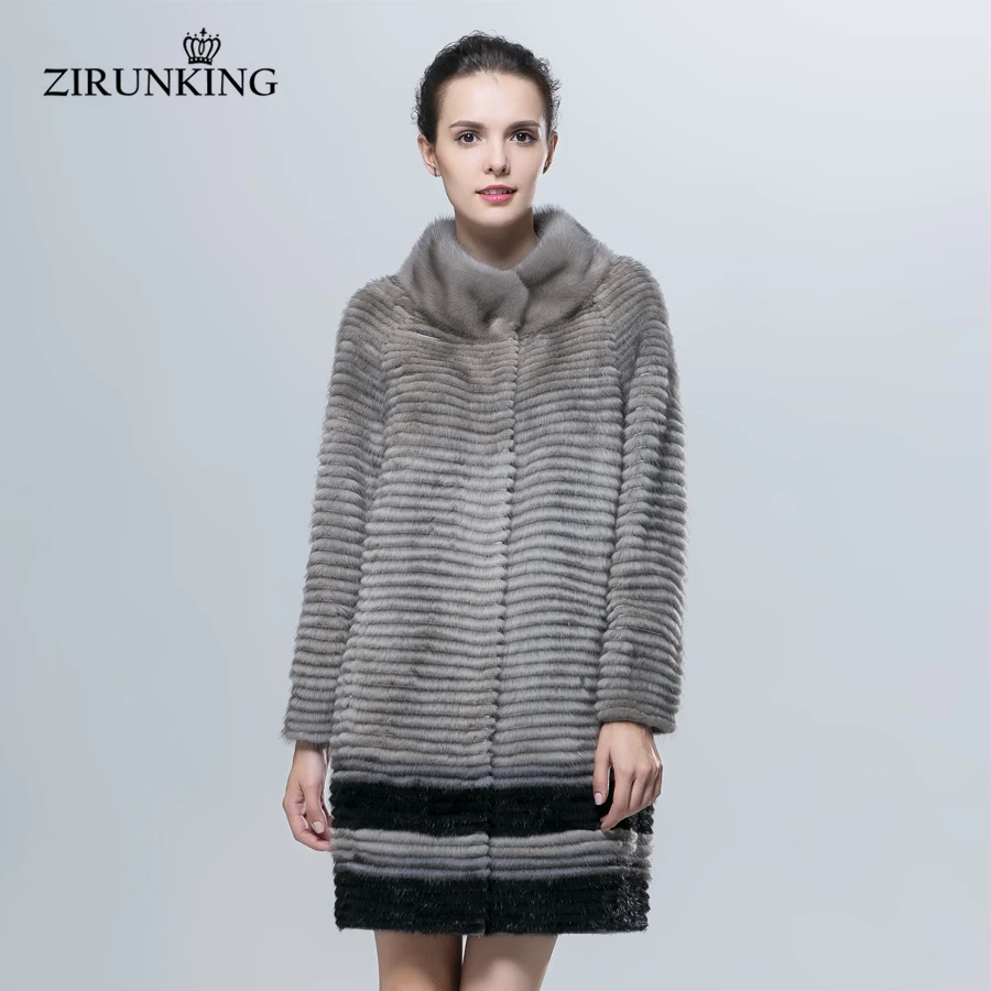 ZIRUNKING Новая Женская норковая шуба модная настоящая зимняя шуба из натурального меха для женщин, Высококачественная теплая одежда ZCZ-63