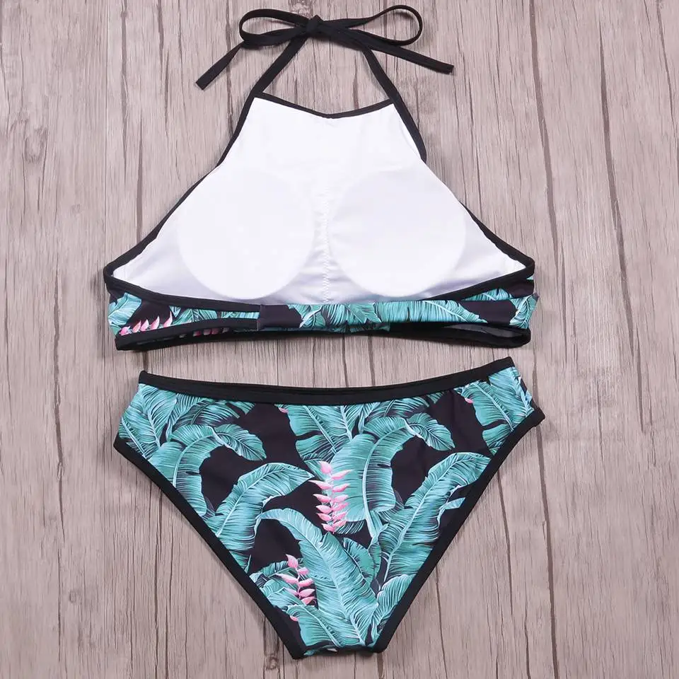 Женский купальник бикини KayVis бразильский с высокой горловиной бандажный принтом