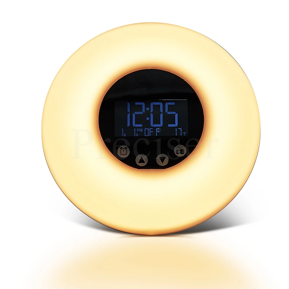 FM радиоприемник будильник Восход закат светящиеся Настольные Цифровые часы 7