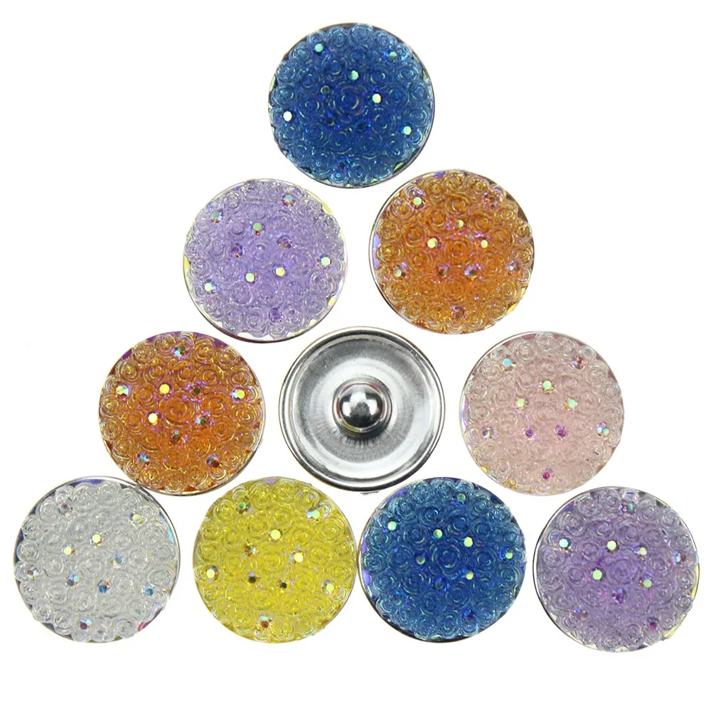 Random 10pcs/lot mixing 18mm snap button jewelry colorful Resin pression bijoux watches women charm bracelet | Украшения и