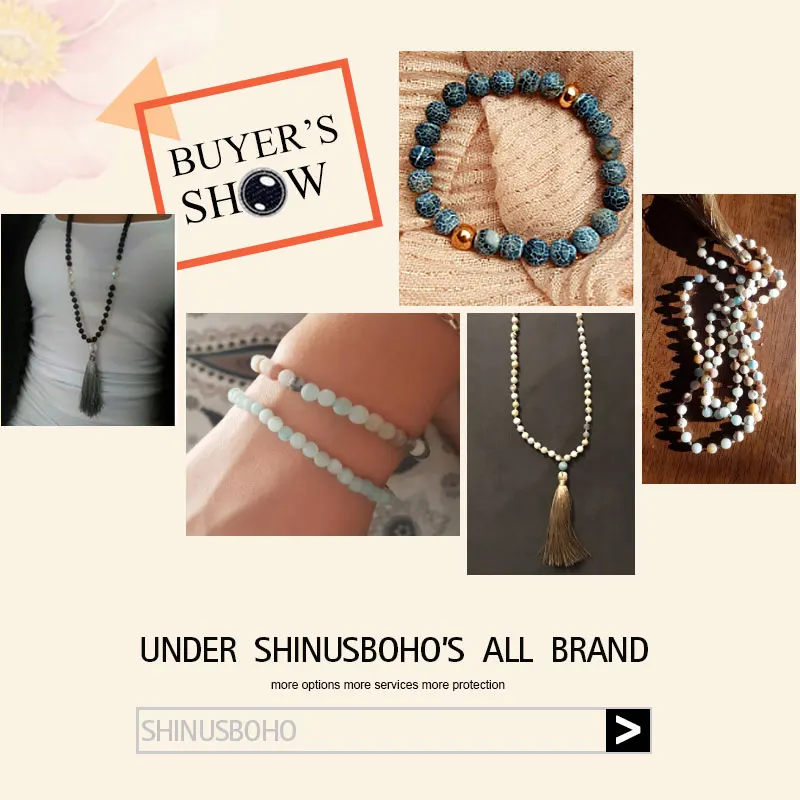 SHINUS BOHO Natural Stone Beads Long Necklace Classic Nepal Bead Tassel Hand Knotted for Women Yoga Meditation Jewelry | Украшения и