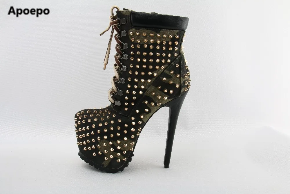 

Sales Hip-hop style women shoes platform high quality rivet ankle boots girls stiletto high heels boots women shoes