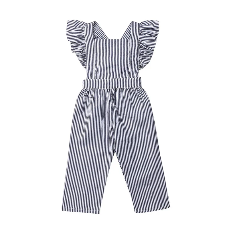 Короткий Детский комбинезон в полоску для маленьких девочек летняя хлопковая