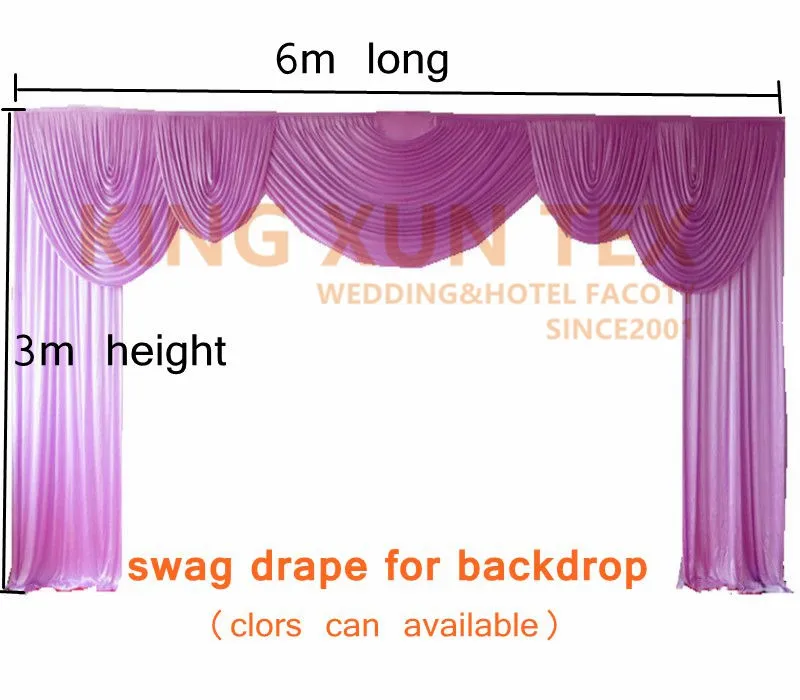 100% толстый ледяной Шелковый фон Swag Valance драпировка подходит для свадебного фона