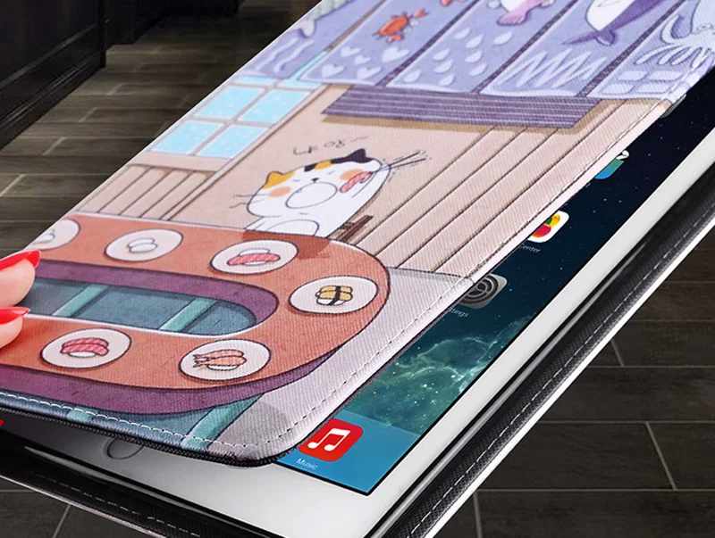 Чехол для нового ipad флип Смарт Стенд Обложка из искусственной кожи милый кот мультфильм иллюстрации чехол для ipad AIR 1 AIR 2 Pro 9,7
