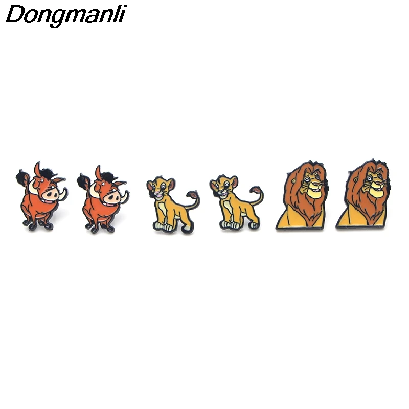P3095 Dongmanli Король Лев из нержавеющей стали пирсинг для уха гвоздики дети милые серьги для женщин Эмаль серьги Ювелирные изделия Подарки для девочек