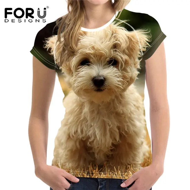FORUDESIGNS/супер милые футболки с чихуахуа, женские летние топы, футболки с йоркширским принтом, женские модные футболки с бульдогом, Vetement Femme - Цвет: CA5016BV