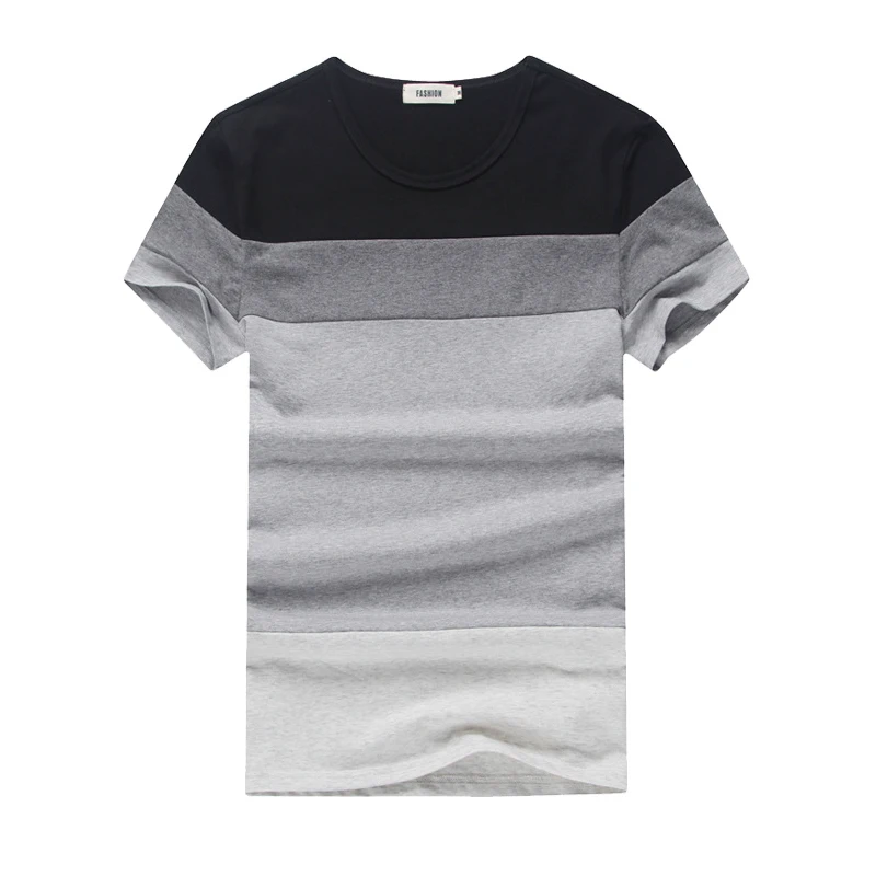 Helisopus Мужская футболка трехцветная градиентная с круглым вырезом трендовая
