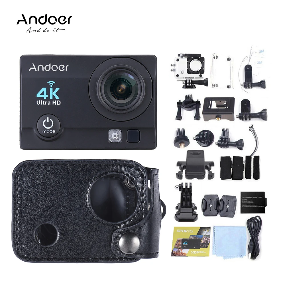 

Экшн-камера Andoer Q3H 2 "Ultra-HD 4K 1080P Wifi 16 МП широкоугольный объектив 170 градусов с сумкой для камеры подвесной защитный чехол