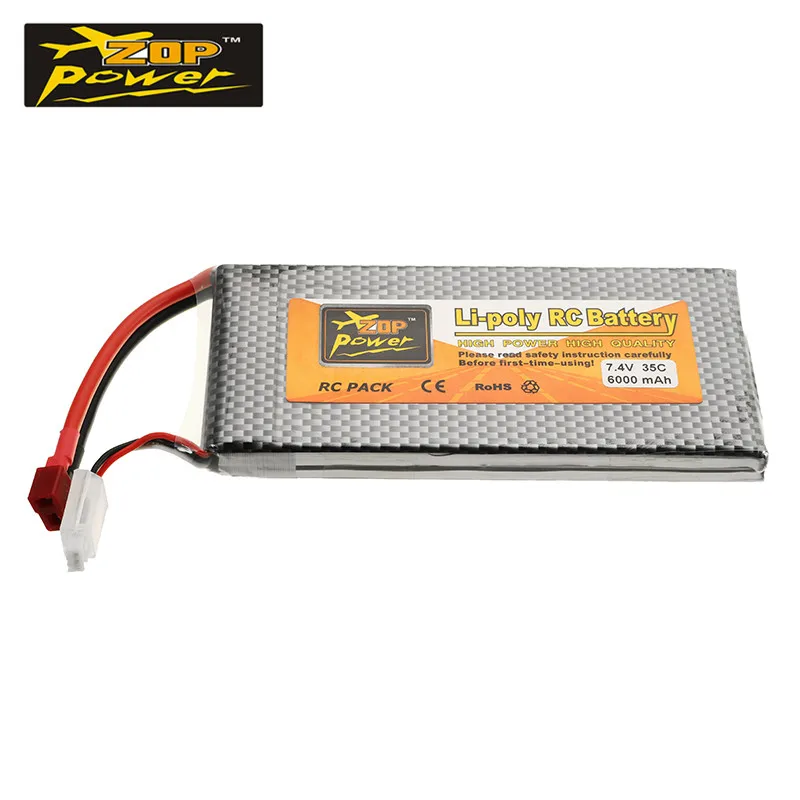 ZOP power 7 4 V 6000 mah 35C 2 S аккумуляторная батарея Lipo T plug для RC квадрокоптера автомобиля|t