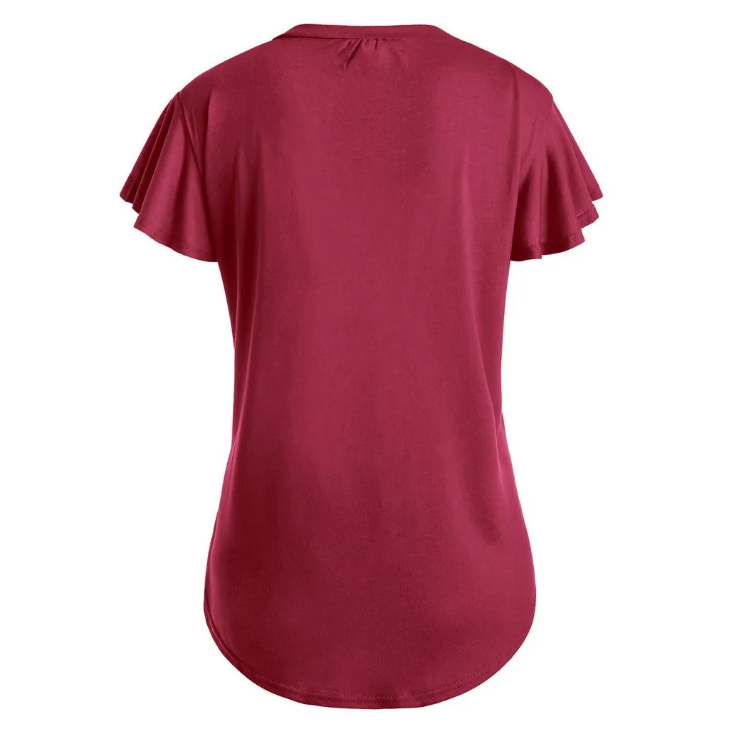 Женская однотонная Повседневная футболка с v образным вырезом большие размеры