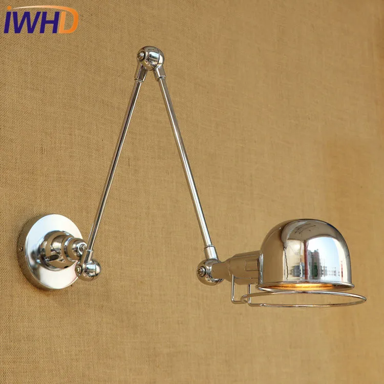 Koop IWHD Loft Stijl Dubbele Swing Arm LED Wandlamp Ijzeren Bed Wandlamp Industriële Vintage Muur Verlichtingsarmaturen Home Verlichting