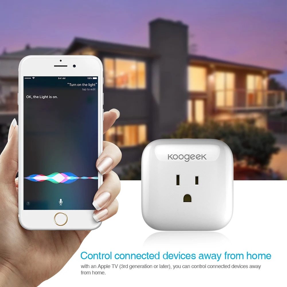 Koogeek Smart Plug Wi-Fi поддержка Alexa HomeKit для Google Assistant Голосовое управление приложение пульт дистанционного управления Разъем для США CA
