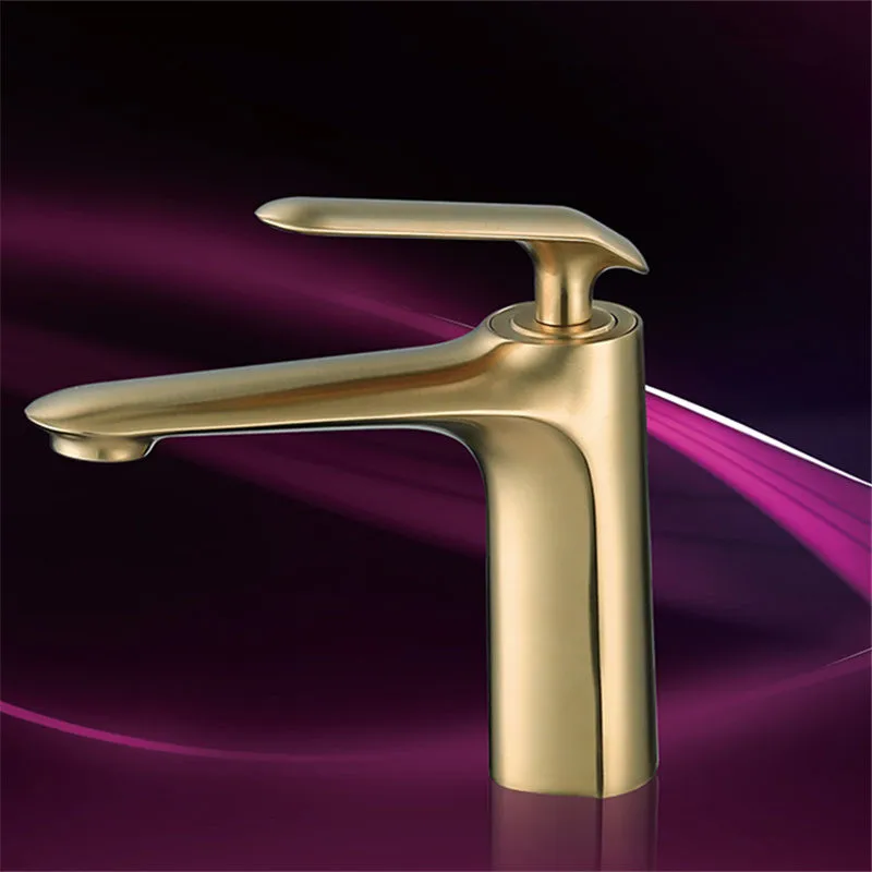 Basin Faucet Total Brass Bathroom Brushed Gold Luxury Modern Sink Mixer Tap Single Handle Fine quality Torneira | Обустройство дома
