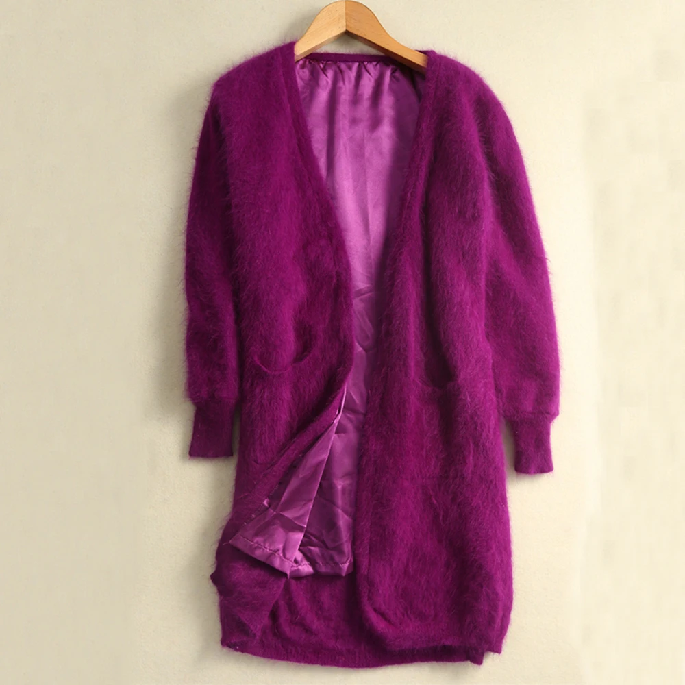 Cardigan Women 2021 Real Mink Cashmere Sweater Warm Lining Autumn Winter Coat Loose Oversized Oversize Tops tbsr639 |