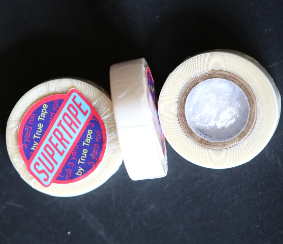 

Free shipping 1 roll SUPER TAPE 1/2 inch x 3yards Double Sided Adhesive Hair Tape For Tape Extension/Toupee/Lace Wigs