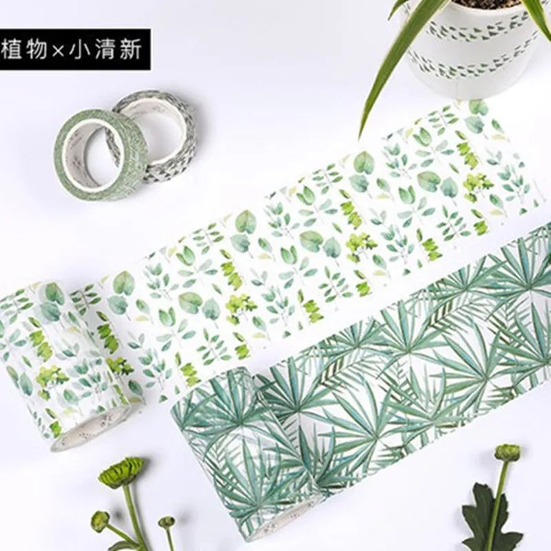 Романтический зеленый розовый цветок лента Washi DIY Декор Скрапбукинг