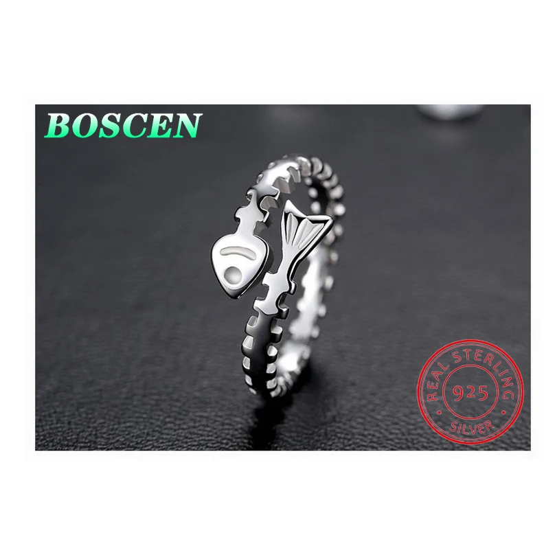 BOSCEN 925 пробы Серебряное кольцо для женщин и мужчин Женское подарок пары 2019