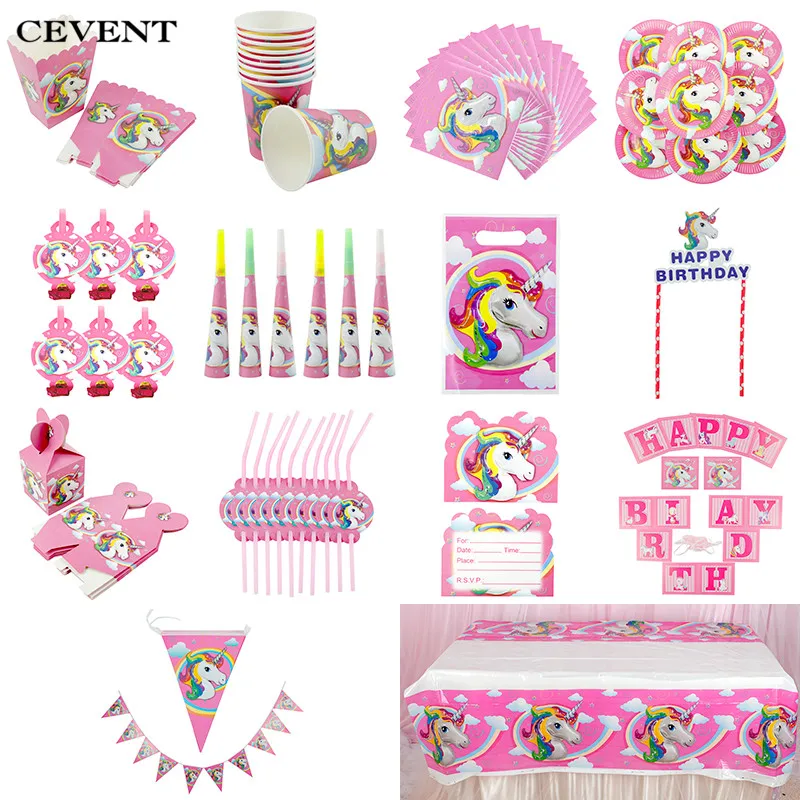 CEVENT Розовый Единорог украшения для тематических вечеринок попкорн конфетная