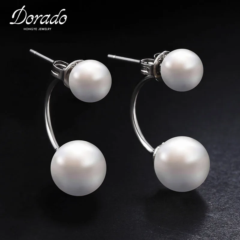 

Double Side Simulated Pearl Ball Stud Earrings For Women Girls Retro New Alloy Female Earring Fashion Ear Jewelry Brincos