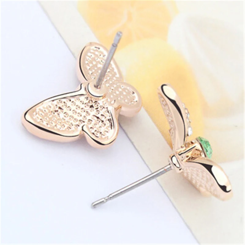 SHDEDE Высокое качество Кристалл от Swarovski бабочки серьги гвоздики женские модные аксессуары дизайнерские брендовые ювелирные изделия-6955