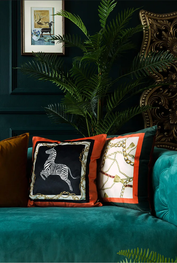 Диванные подушки с рисунком животных, наволочка Зебра Decorativos, рекомендуемый Европейский Стиль, роскошный Ретро бархатная наволочка
