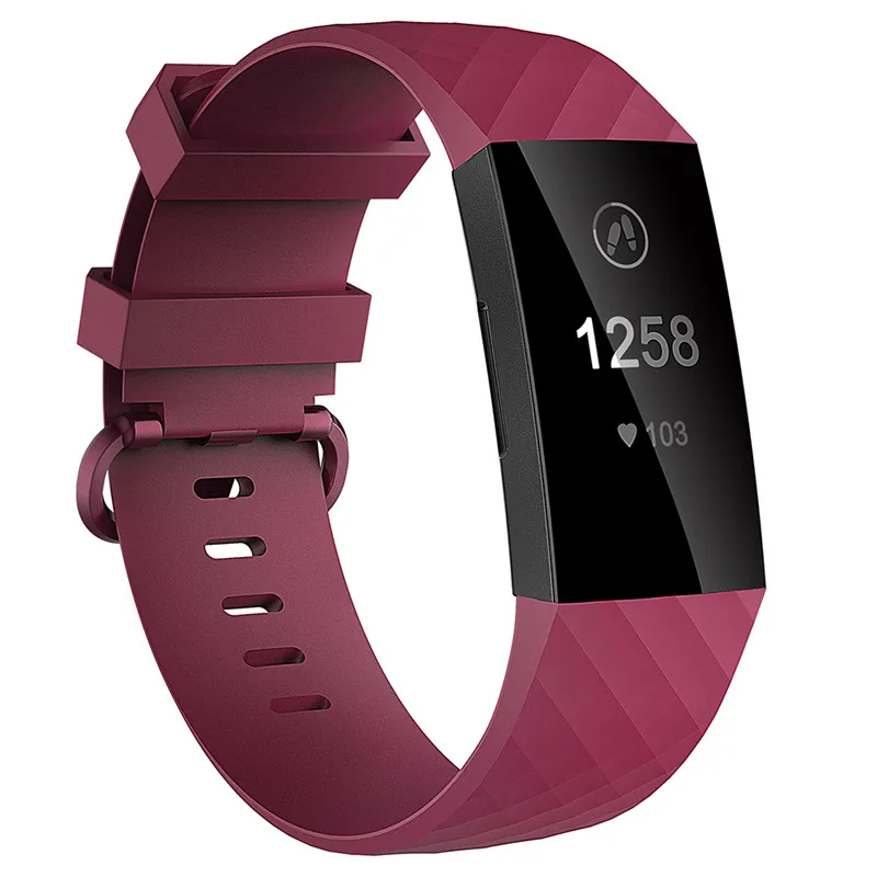 Dark-red Сменные умные часы для Fitbit Charge 3, высококачественный спортивный ремешок, мягкий силиконовый браслет, чистый цвет - Цвет: Dark-red