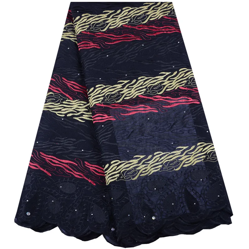 Африканская Сухая ткань Высококачественная синяя швейцарская вуаль кружево в