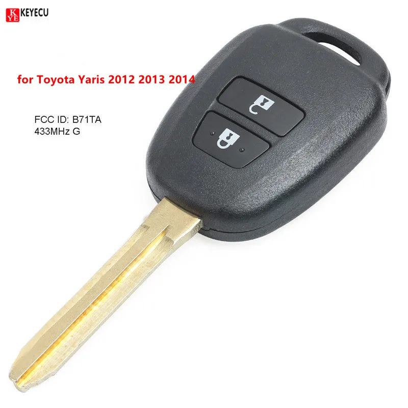 Новая запасная деталь Keyecu 2 кнопки 433 МГц + G чип для Toyota Yaris 2012 2013 2014 FCC: B71TA|Ключ от