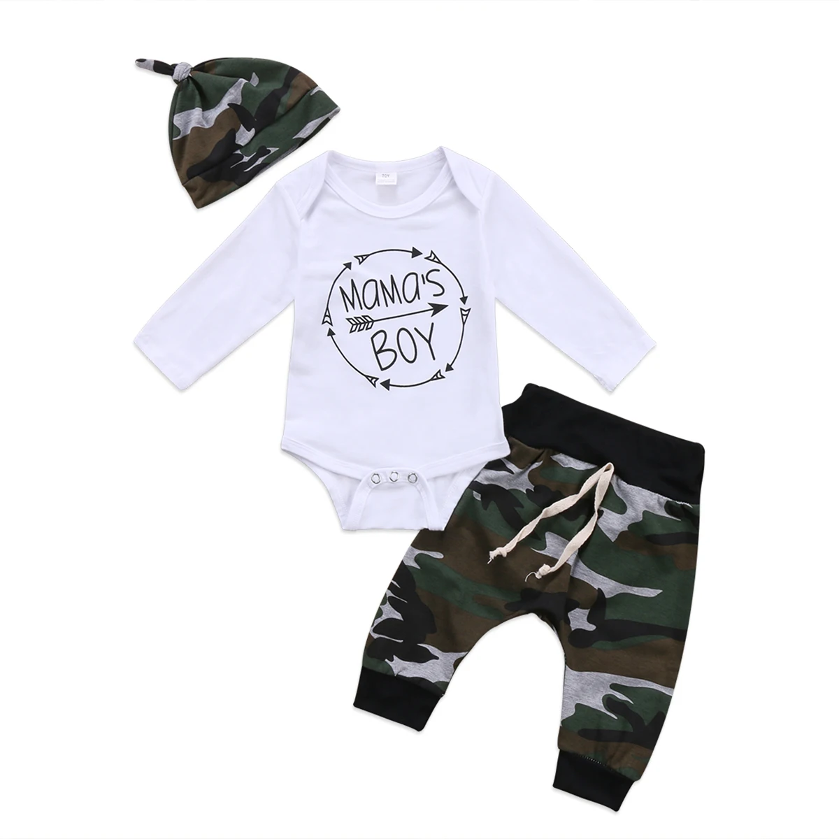 Mama's Boy Newborn Infant Baby Boys Romper Top Pants Hat 3Pcs Outfit Set Clothes 2017 New Arrival |