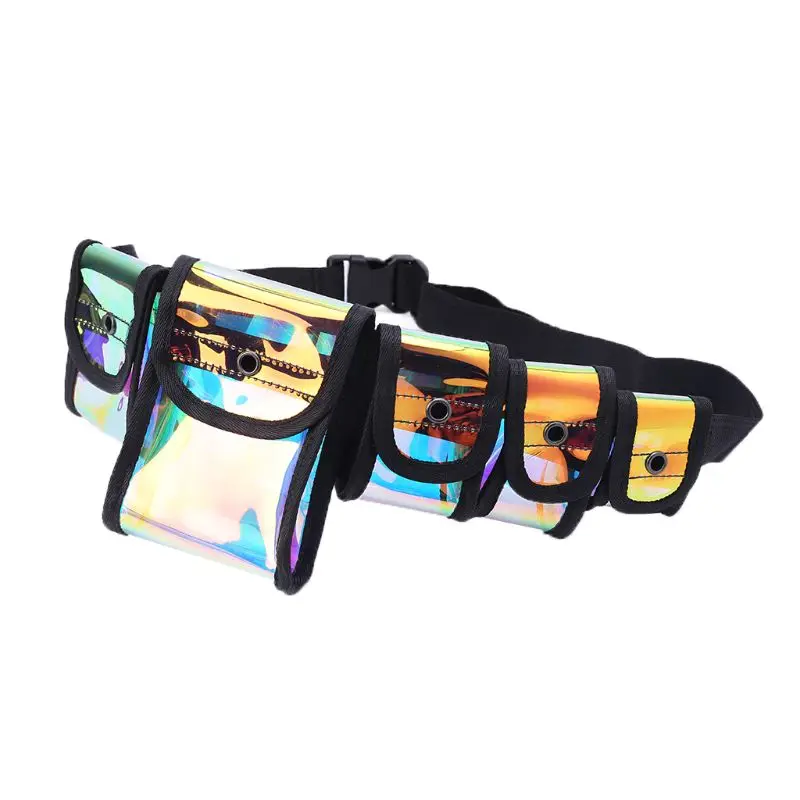 Fashion Unisex Transparent Waist Bags Fanny Pack Men Women Shoulder Chest Bag Multi-pocket Mini Holographic Belt Bum Bag