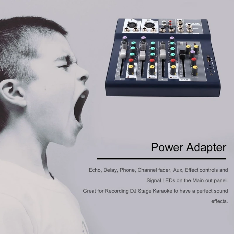 4-канальный Профессиональный живой микшерный студийный Аудио Звуковая консоль