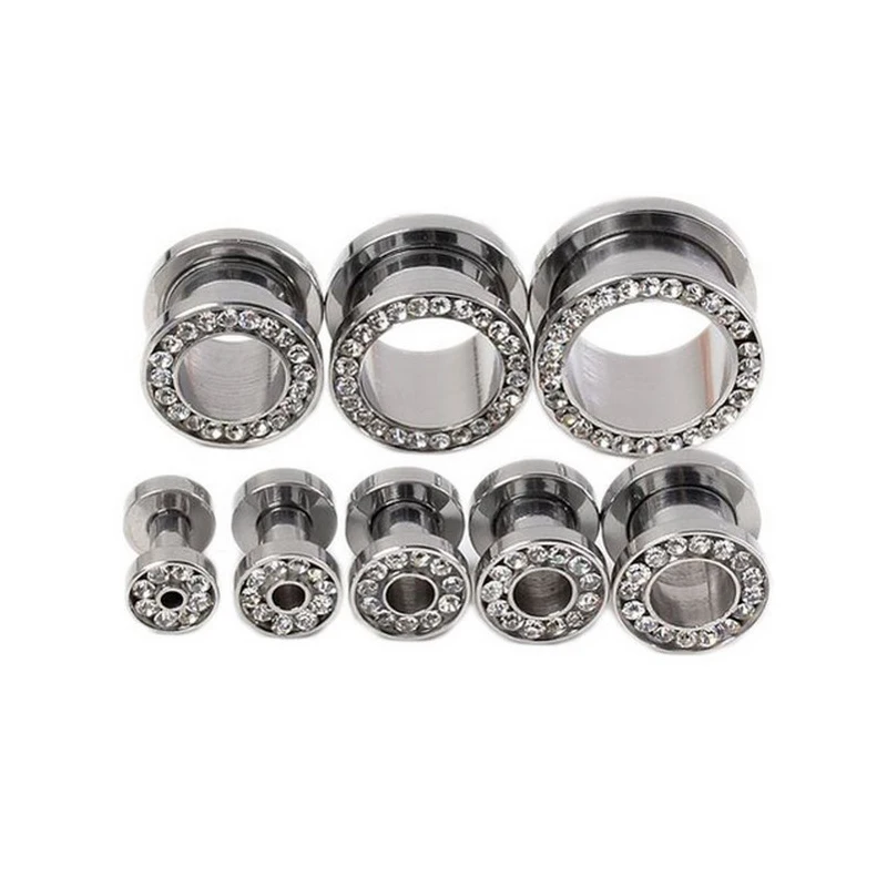 2 шт./лот туннель для ушей с кристаллами заглушки комплект растяжки ювелирных
