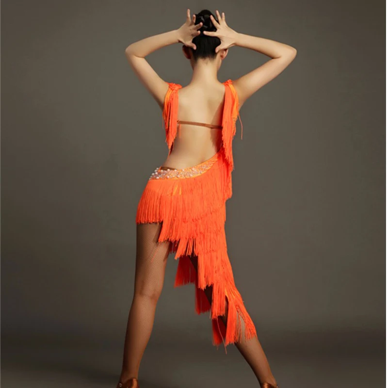 Женское платье с бахромой Женская Одежда для танцев женское танцевальных