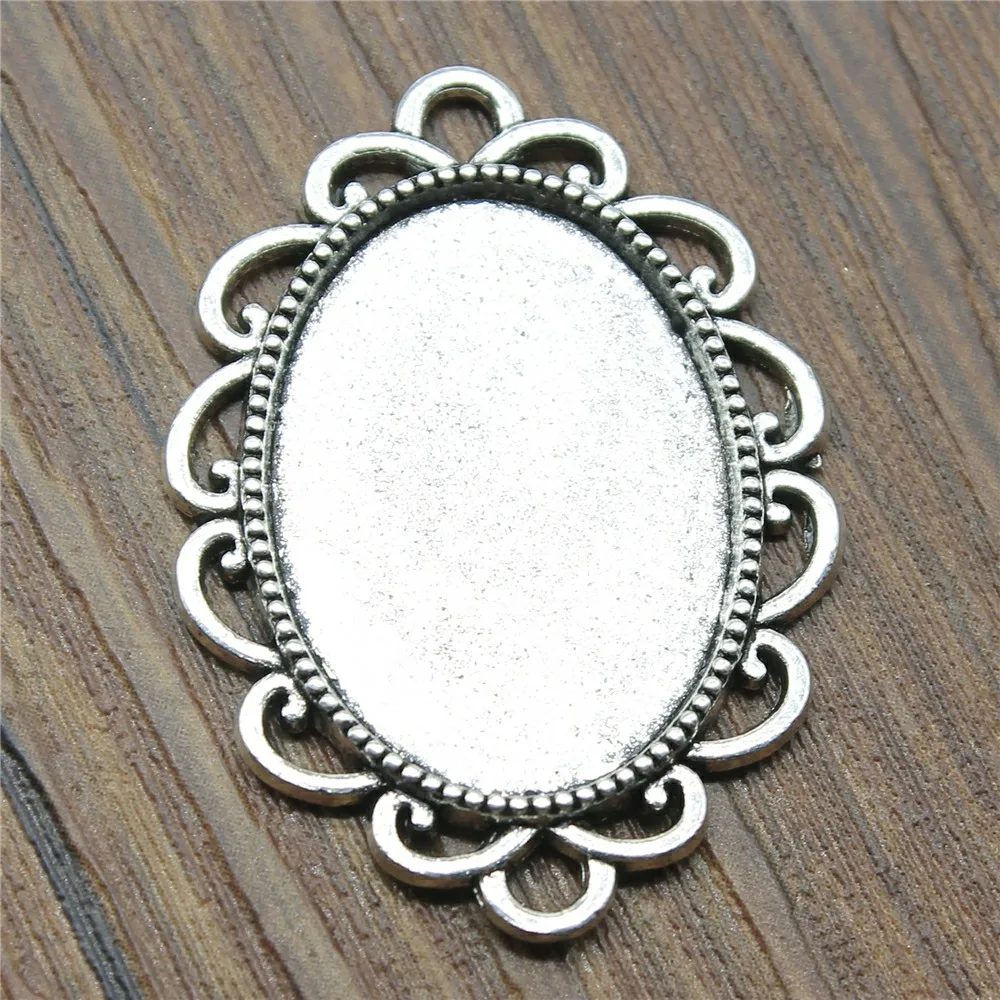 Antique Silver 10 шт. 18x25 мм Внутренний размер винтажный античный серебряный античный бронзовый цвет металлический сплав цветок камея кабошон основа установка разъем - Цвет: Antique Silver