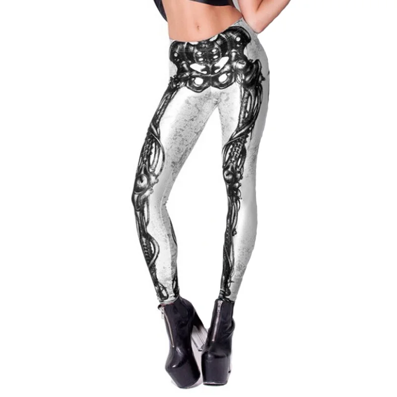 Леггинсы для Хэллоуина с принтом костей ног размера плюс каркасная оправа