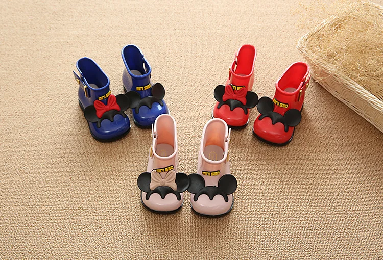 Мини-резиновые сапоги Melissa; Новинка года; нескользящие желе резиновые сапоги для мальчиков и девочек; обувь с Микки Маусом; прозрачная детская водонепроницаемая обувь