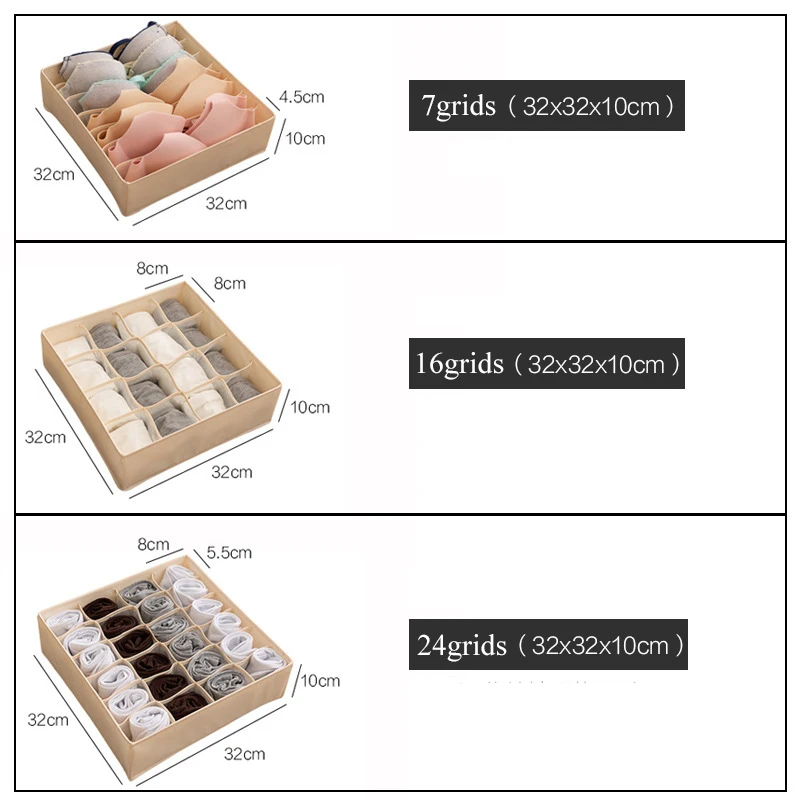 

3pcs/set socks storage box for closet separated underwear organizer foldable bras storage box drawer organizer home storage