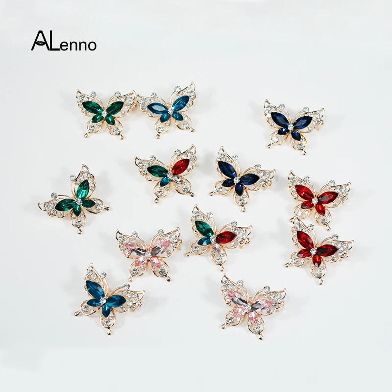 6 цветов милые маленькие булавки и броши в форме бабочки с кристаллом-азубрином