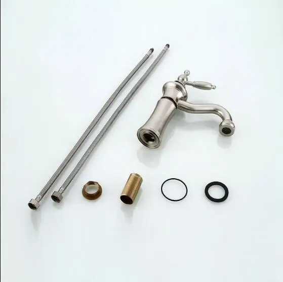 

New arrival high quality cold and hot single lever bathroom sink faucet nickel basin faucet with 50cm plumbing hose water tap