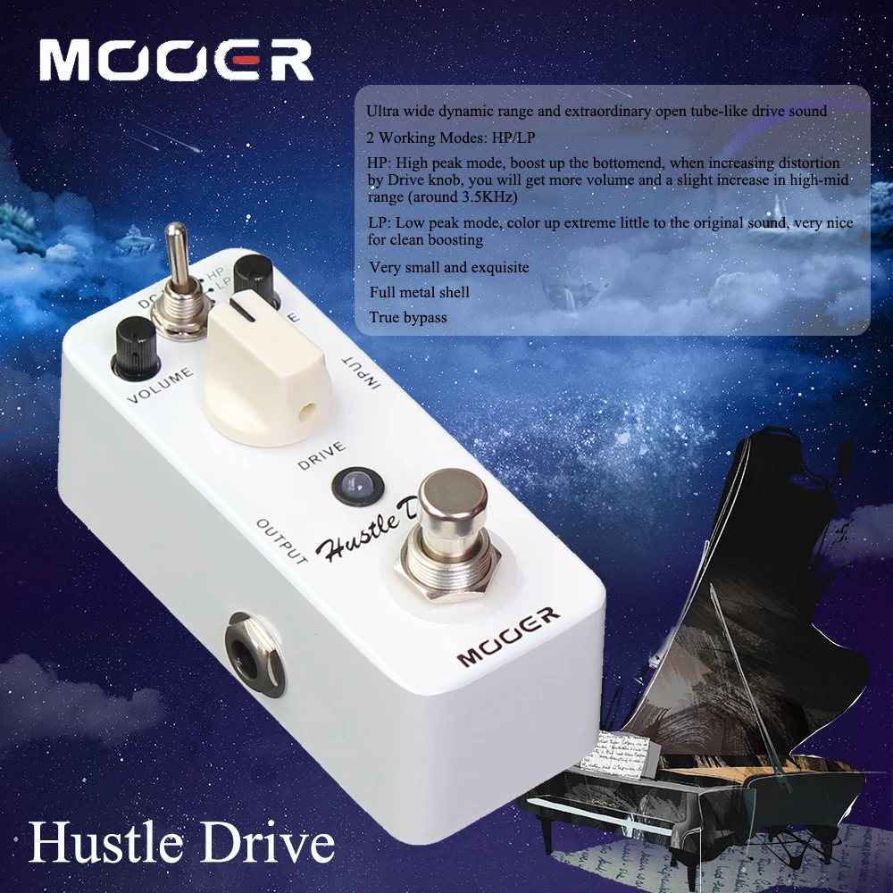 Mooer 2 Working Modes Effects True Bypass Micro Hustle Drive Distortion Guitar Effect Pedal Full metal shell | Спорт и развлечения