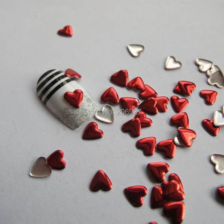 200 шт. металлические гвоздики в виде красного сердца|decor|nail art decoration fimonail |