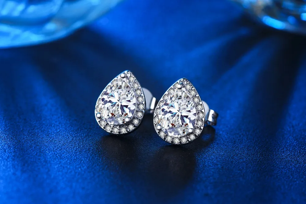 Водяная капля фианит свадебные ювелирные комплекты для невест белого золота из