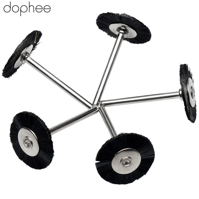 Dopee 5 шт. Dremel Аксессуары 3 мм хвостовик плоская нейлоновая щетина колеса щетка Полировка Щетка колесо для вращающихся инструментов Dremel