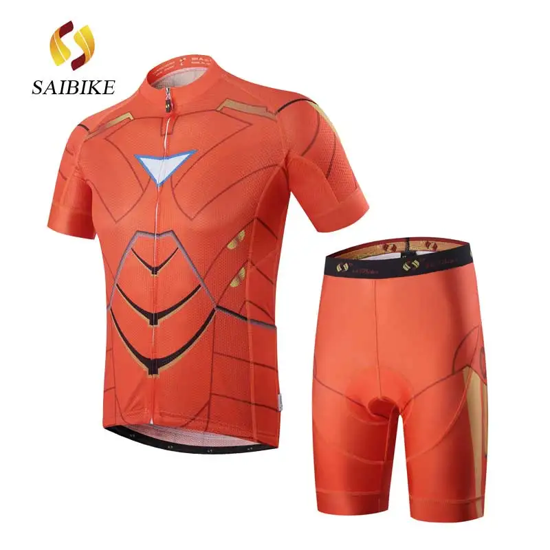 SaiBike Ironman Лето короткий рукав Велоспорт Джерси комплект горный велосипед одежда гоночный велосипед одежда Ropa Conjunto Ciclismo - Цвет: short set