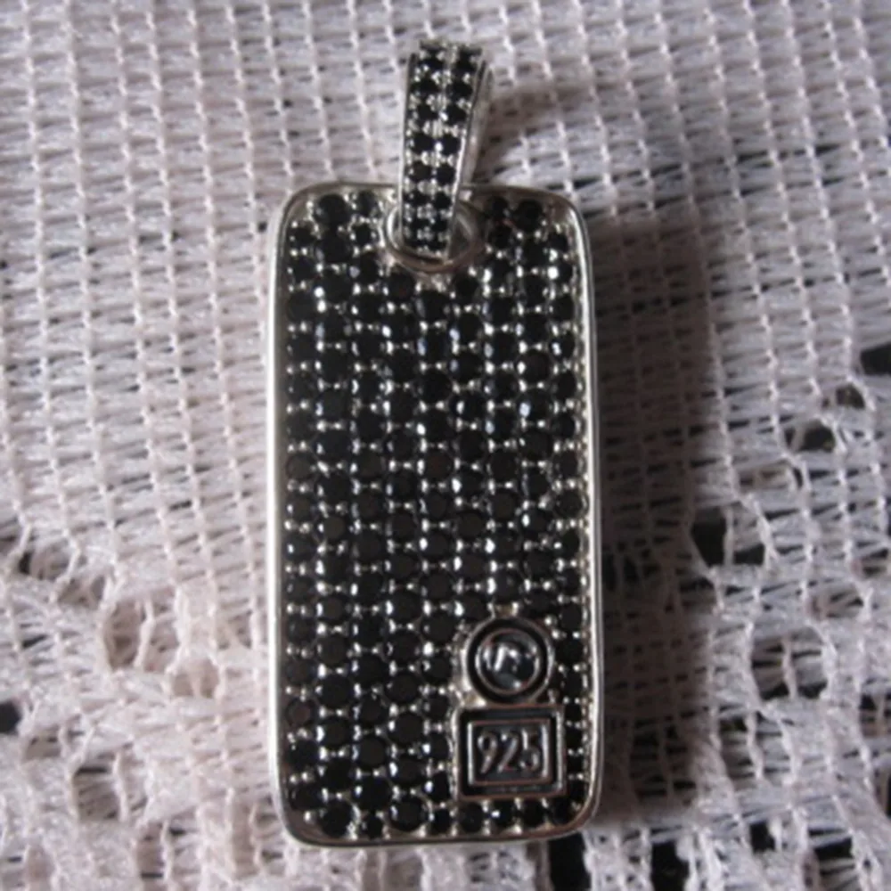 Цельный Стерлинговое серебро ювелирные изделия шеврон черные бриллианты Собака