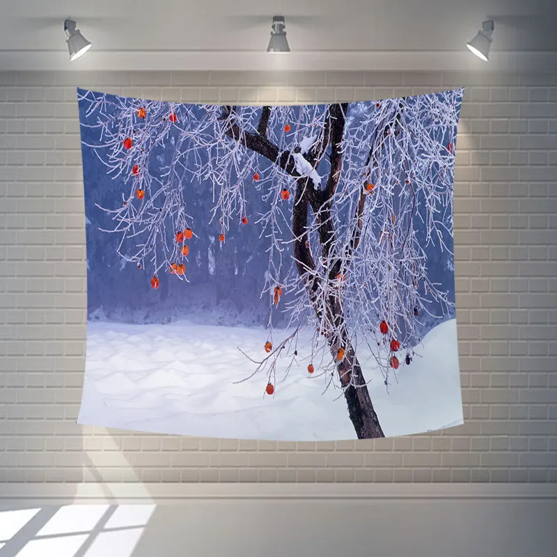 Зимний Снежный горный гобелен с пейзажем красивое небо украшение для стены
