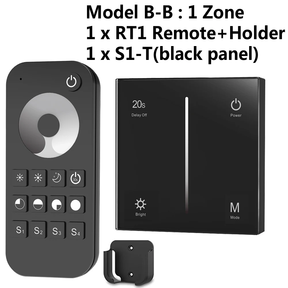 Model B Black AC симистор светодиодный диммер 220V 230V 110V Беспроводной РЧ с регулируемой яркостью ручка переключателя с 2,4G пульт дистанционного управления для одного Цвет светодиодный лампы - Цвет: Model B Black