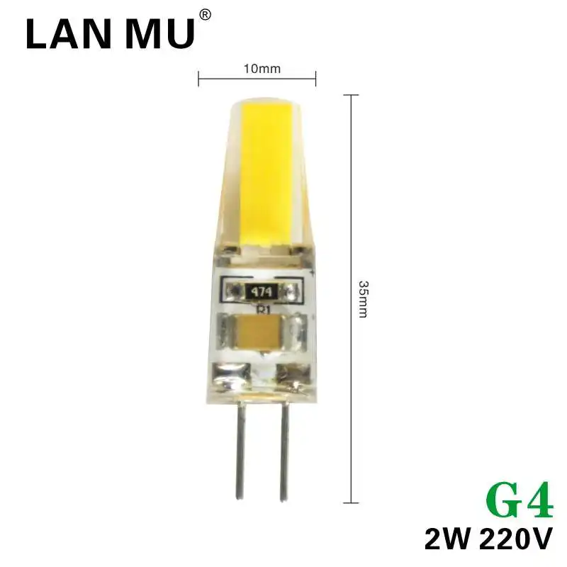 G4 2W 220V LAN MU 10 шт. светодиодный светильник с регулируемой яркостью G4 G9 AC DC 12 В 220 В 1 Вт 2 Вт 3 Вт COB светодиодный мини G4 G9 360 Угол луча заменить галогенные огни - Испускаемый цвет: G4 2W 220V